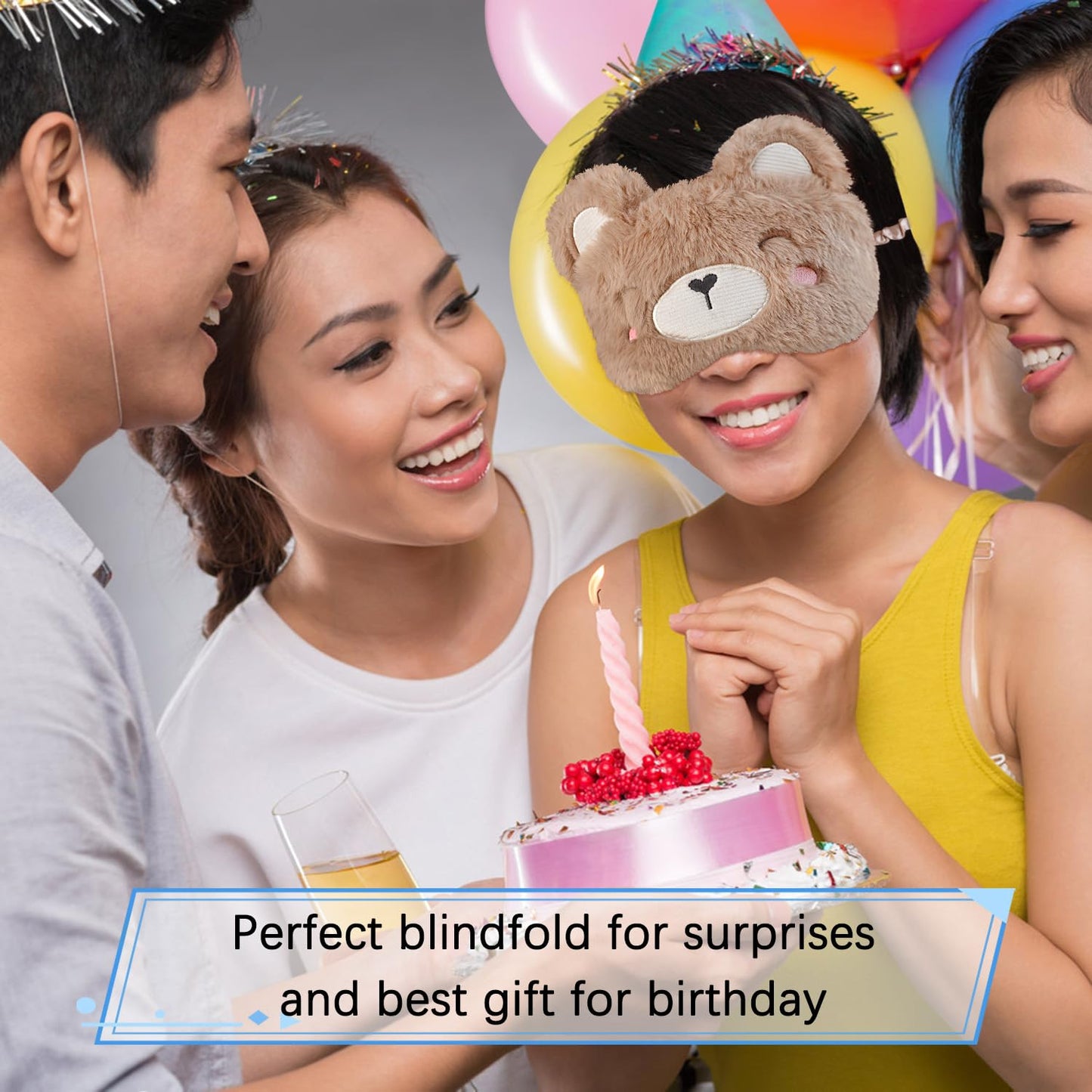 JRINYE Cute Capybara Plush Sleep Mask Eye Mask Sleeping Masks Funny Lovely Animal Soft Fluffy Eyes Cover Blindfold Eye Shade for Kids Girls and Adult Travel - Brown