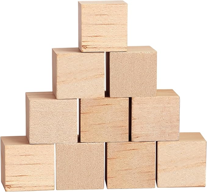 Barydat 100 Pcs 2.76 in Wooden Cubes, Unfinished Wooden Blocks for Crafting Natural Craft Wood Square Blank Cube for DIY Project Baby Showers