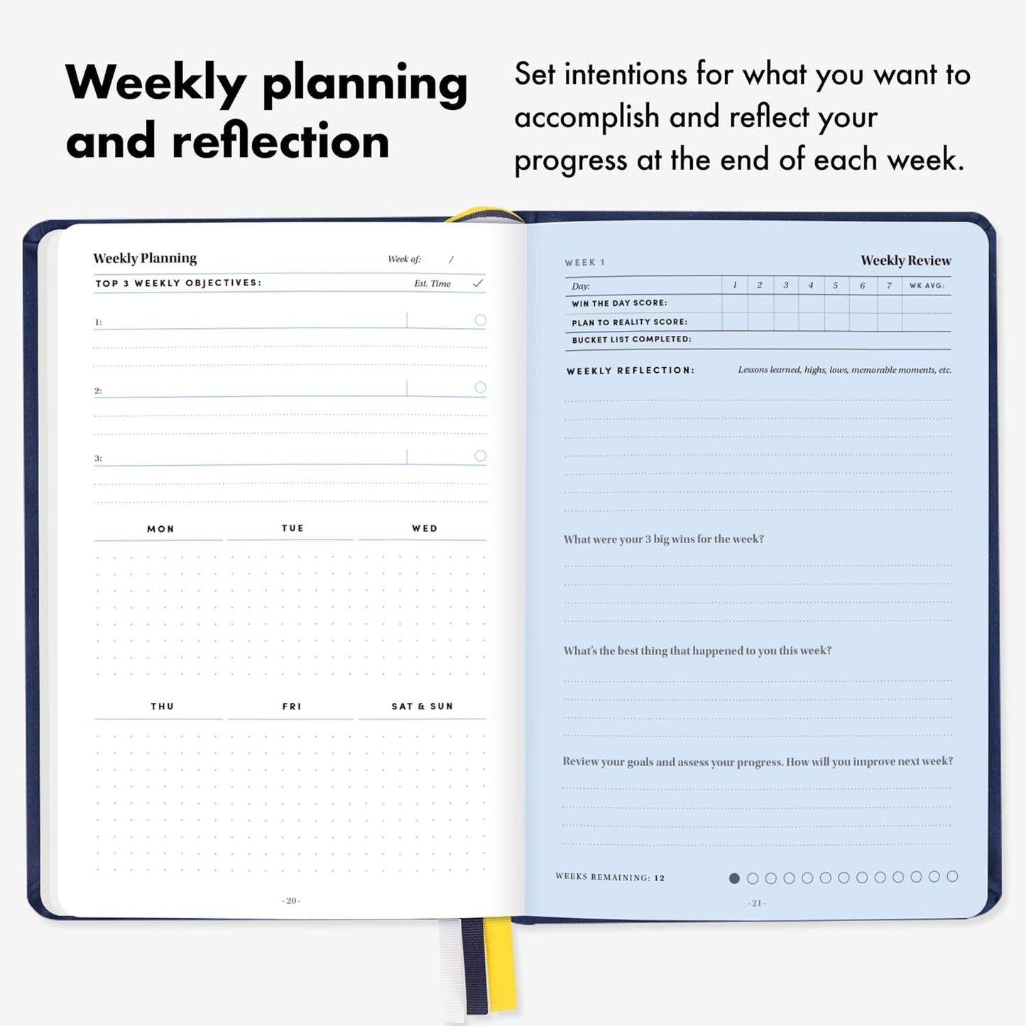 BestSelf 13-Week Self Journal & Goal Planner – Undated Daily ADHD-Friendly Journal for Men & Women | Productivity, Gratitude, Reflection & Habit Tracker | 2025 Life Organizer with Prompts, Black