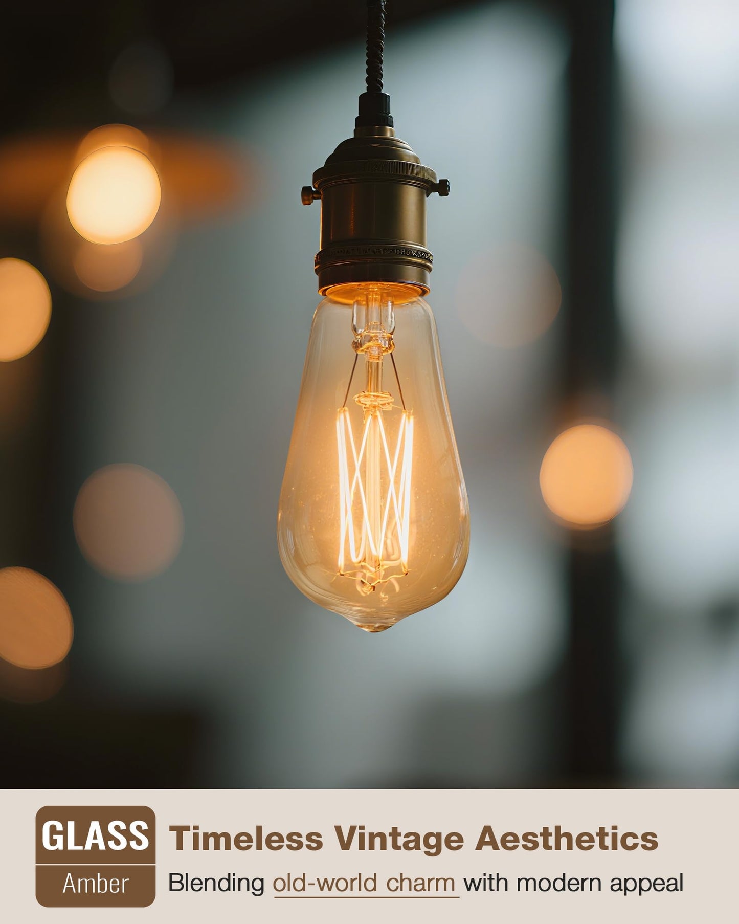 Lafoy Amber Edison Light Bulbs 2200K Soft Warm, E26 LED Bulb 60 Watt Equivalent, 6W ST58 Teardrop Antique Style 60W Replacement, 550 Lumen Medium Base Lightbulbs, 120V 6 Pack