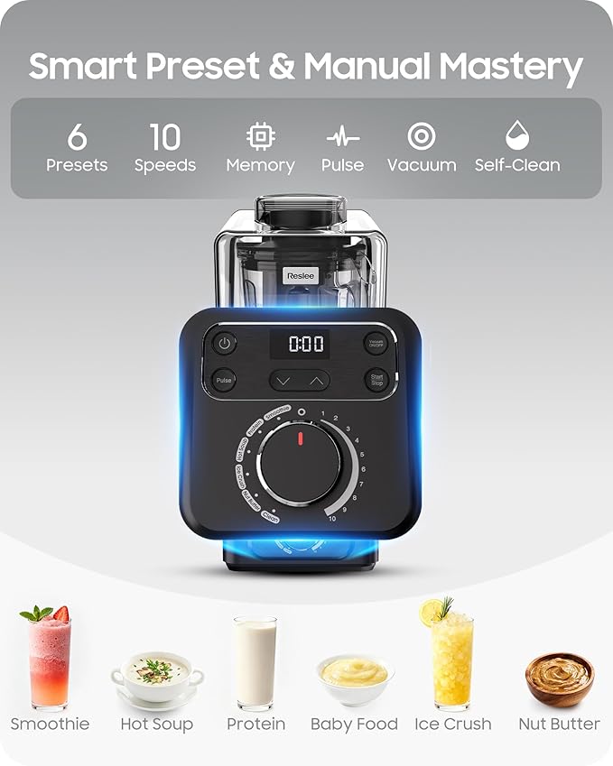 Vacuum Blender, 35000RPM Commercial & Household Professional Blender for Smoothies, 56oz Tritan Cup, Nut Milk, Fresh Juice, Baby Food, Protein Shakes, with Self Clean, Dishwasher Safe, Quiet Shield