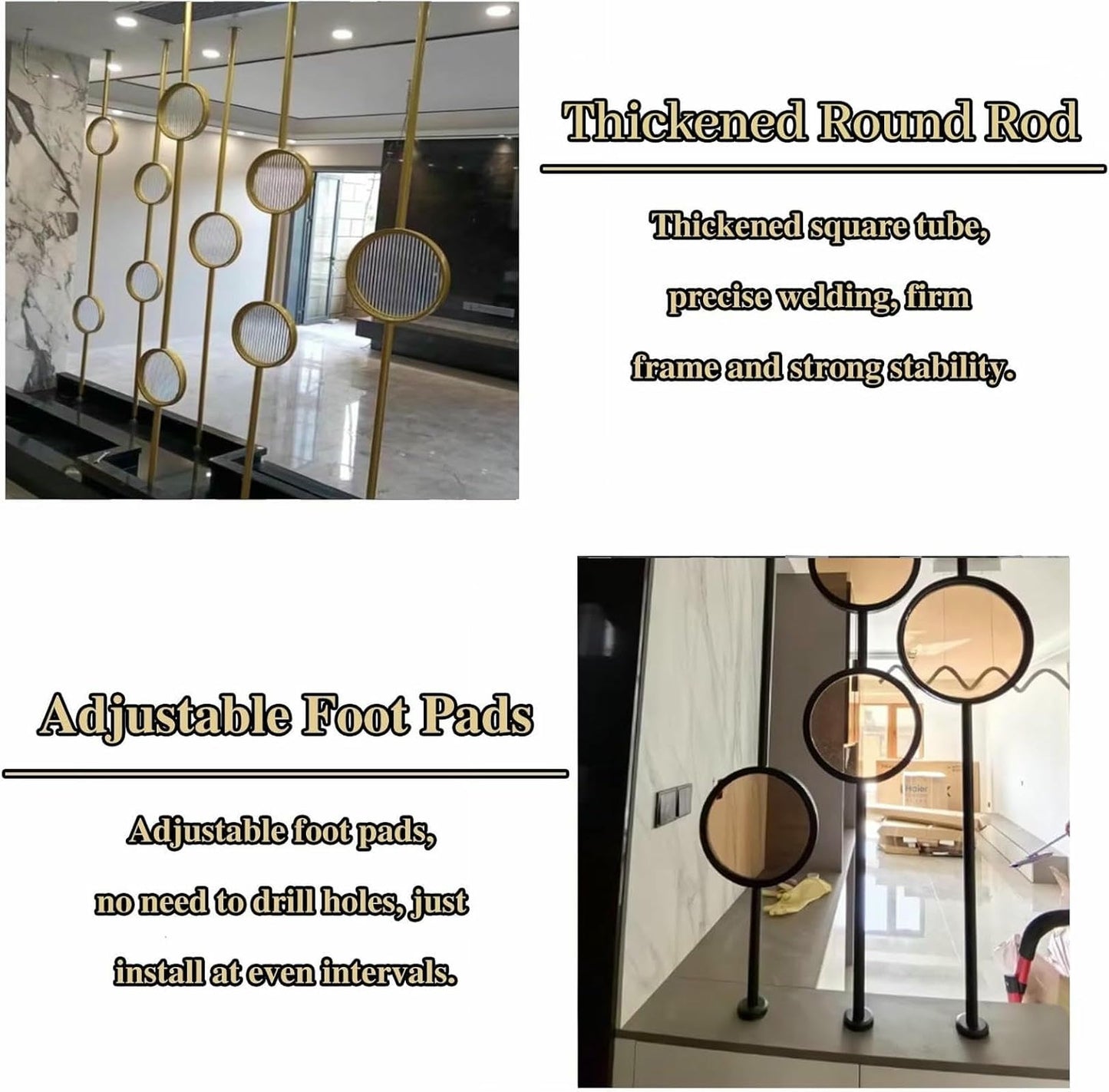 HCZKIUJ Metal Wall Partition Post Room Divider, Modern Partition Column Slats for Home Office Entryway, Portable Tile to Floor Privacy Screen Dividers (Style A Black)