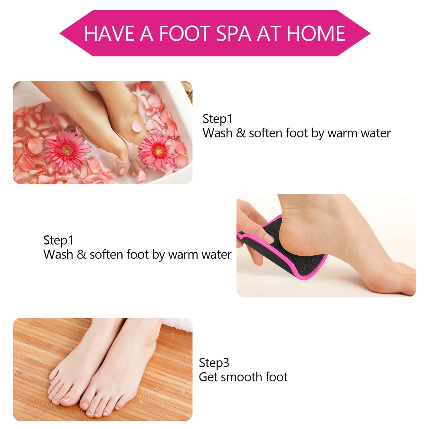 2 Pcs U Shaped Foot Scrubber Curved Foot File Callus Remover for Feet Dual Sided Heel File Scraper Dead Skin Remover