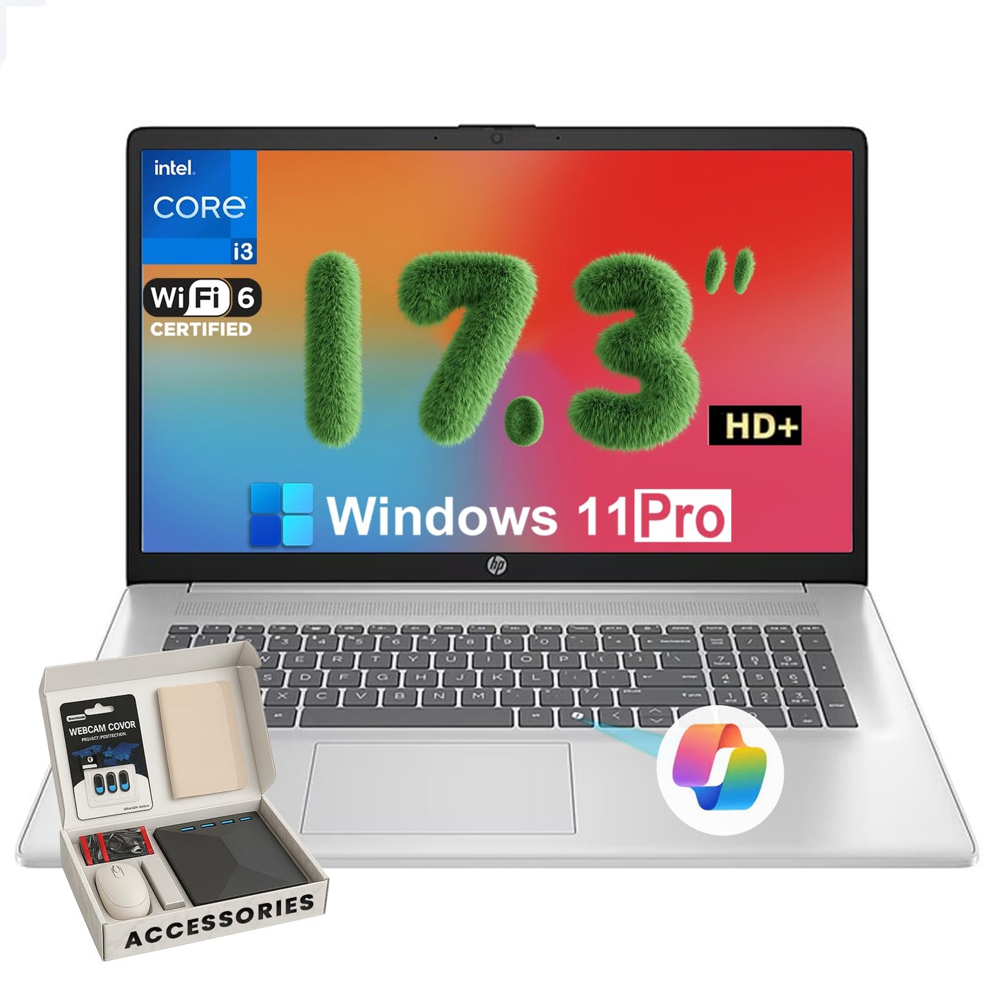 Hp 2025 17-Inch Laptop Computer - Intel 8-Core I3-N305, 17.3 Hd+ Anti-Glare Display, Win 11 Pro, Ai Copilot, Numeric Keypad, Hdm