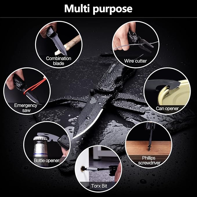Multitool Pocket Knife for Men, Christmas Stocking Stuffer, Gifts for Boyfriend, Him, Husband, Dad, Multi Tool Tactical Plier With Nylon Sheath, LOVE
