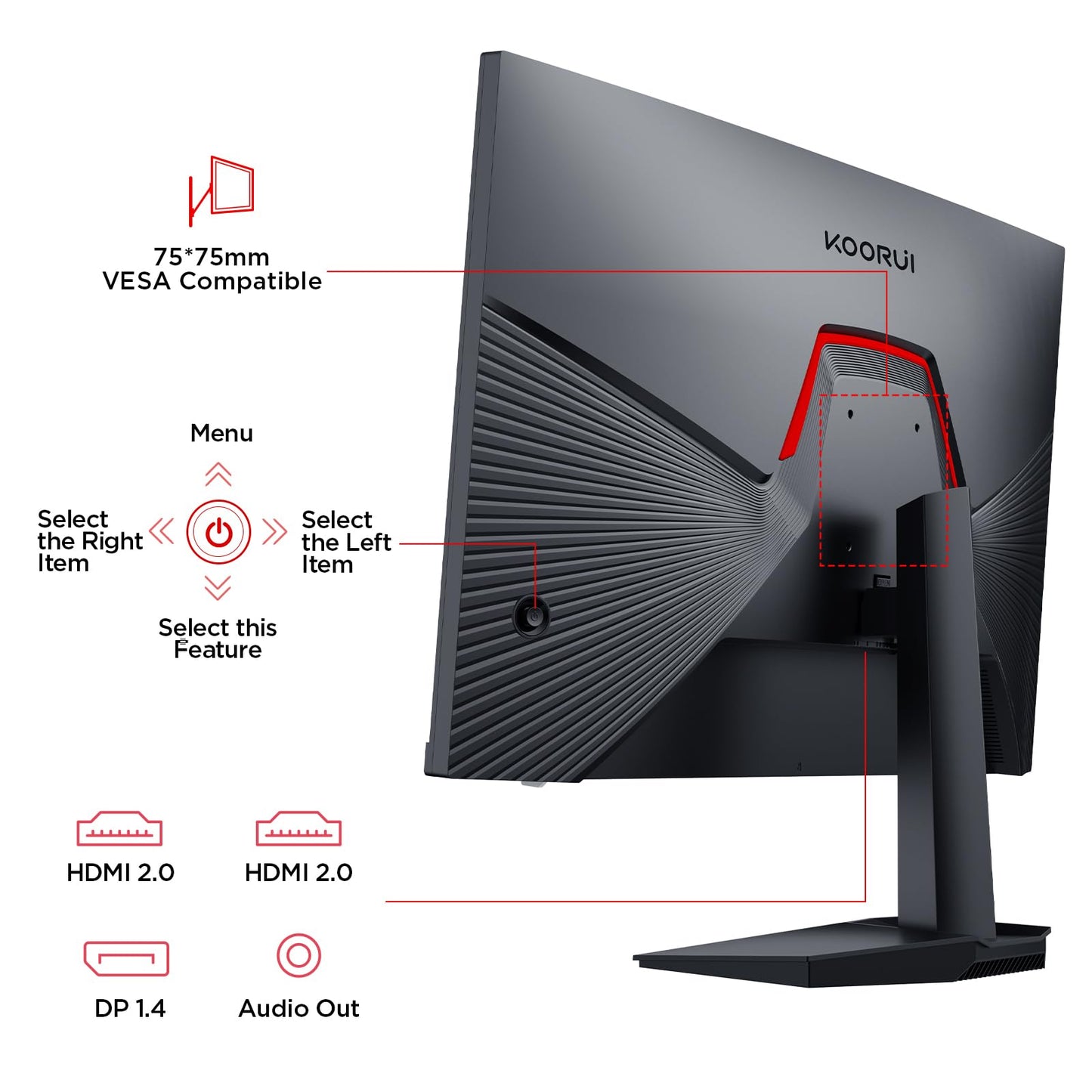 KOORUI Gaming Monitor, 27" 200Hz 1ms Fast IPS Computer Monitor, FHD HDR400 Display, 90% DCI-P3 Color Gamut PC Screen, Adaptive Sync, Ultra Slim Frame, VESA Mountable, HDMI 2.0, DP 1.4, G2711P