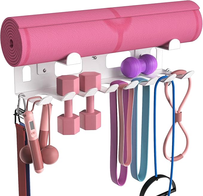 KHAMAL Multi-Purpose Gym Equipment Storage Rack for Resistance Bands - Gym Wall Storage for Exercise Bands, Yoga mat, Jump...