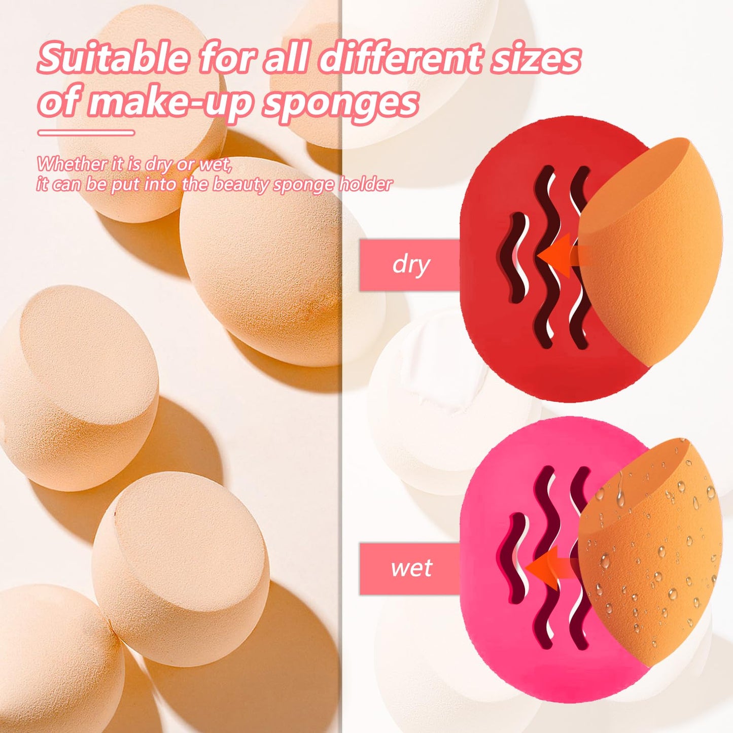 TIKIUKI 2-Pack Silicone Makeup Sponge Travel Case Makeup Sponge Holder Beauty Blender Case - Travel Storage Case for Beauty Blen