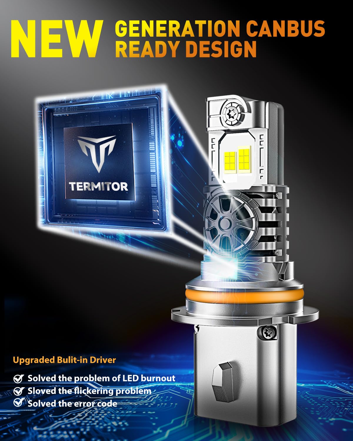 Termitor Latest & Brightest 9004 Hb1 Light Bulbs  44 000Lm 10X Super Brighter  1:1 Halogen Size  60000+ Hrs Ultra-Long Lifespan  6500K Cool White Fog Light Bulbs  Plug And Play  Pack Of 2