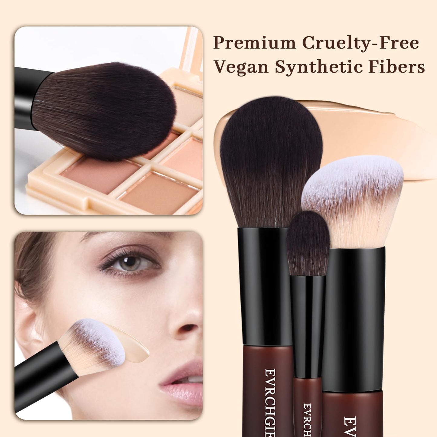 Travel Makeup Brush Set, 15 pcs Mini Makeup Brushes and 2 Puff for Foundation, Powder, Eyeshadow, Highlight, Contour, Blush & Co