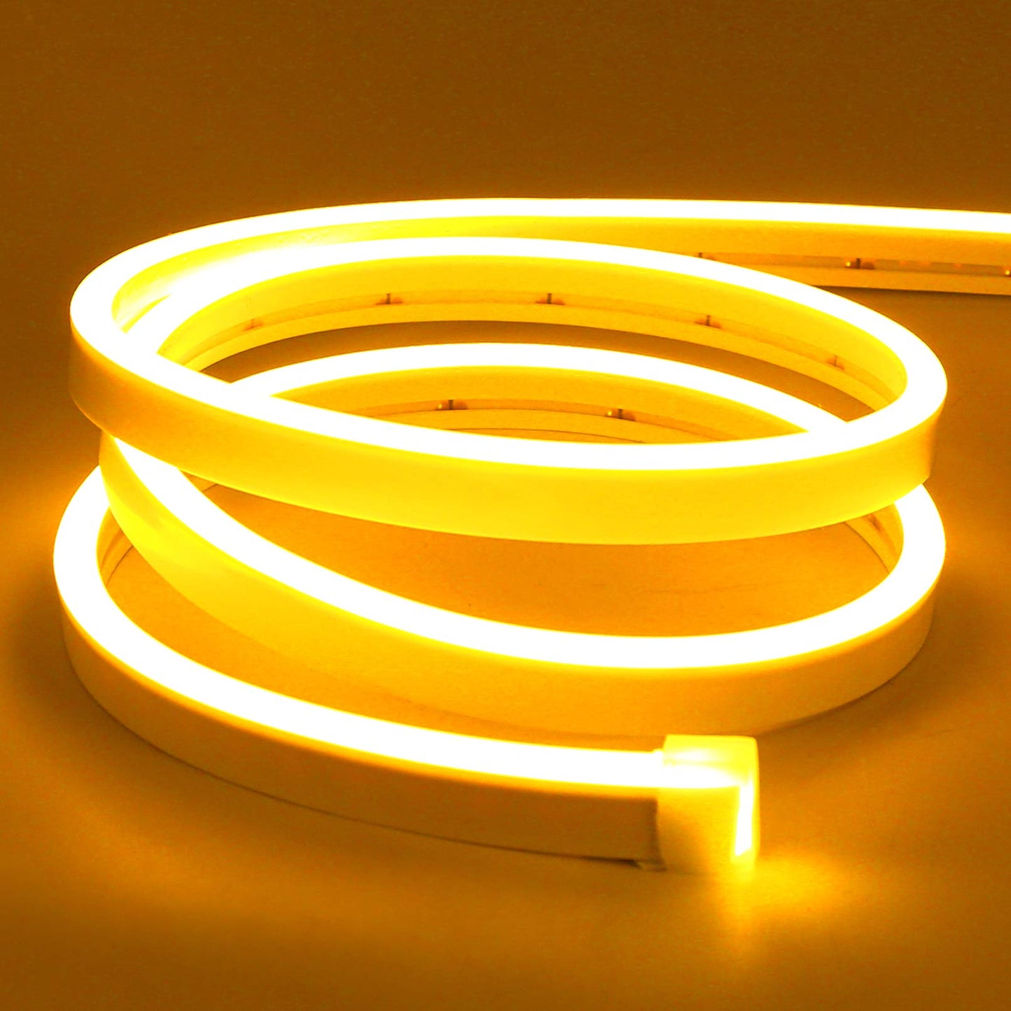 Lamomo LED Neon Strip Light, 16.4ft Waterproof Silicone Rope Light, Yellow, 12V, 0.39in/Cut, DIY Indoor Outdoor Decoration