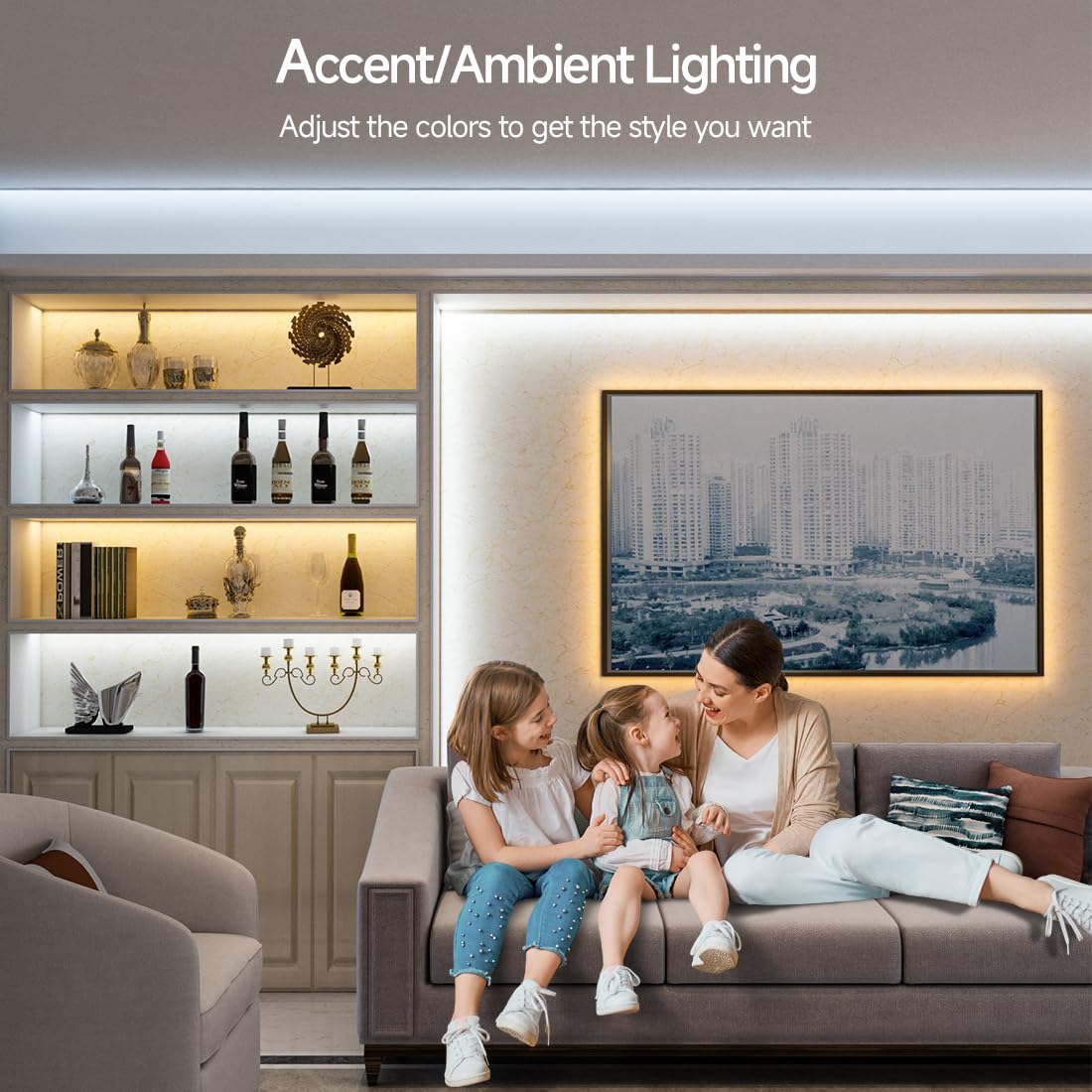 Btf-Lighting Fcob Addressable Cct Ws2811 Ic Cob Led Strip Kit Chasing White Light 16.4Ft Tunable 3000K-6000K Cri 90+ Bluetooth Wifi Controller Support Alexa/Google Home For Indoor Lighting Projects