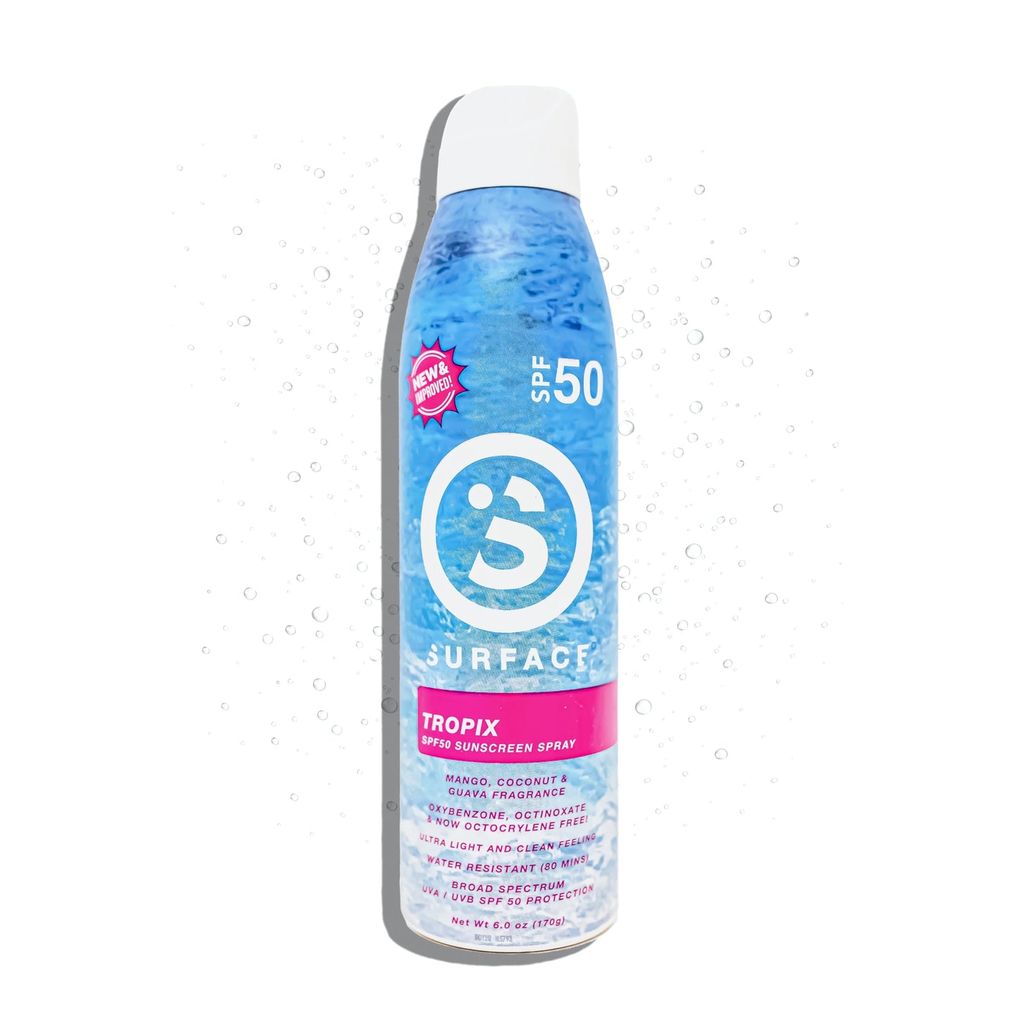 Surface TROPIX Sheer Touch Spray Sunscreen, Water Resistant, UVA/UVB Broad Spectrum, Fast Drying Protection, PABA Free - 6oz - S