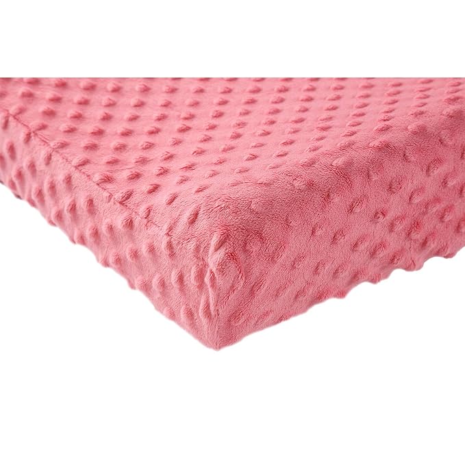 Baby Changing Pad Cover, Super Soft Plush Dot Diaper Changing Table Covers for Baby Girls and Boys, Ultra Comfortable, Safe for Babies, Fit 32"/34'' x 16" Pad (Strawberry Red)