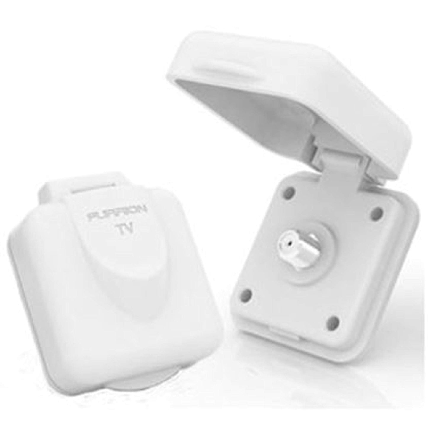 Furrion Mini TV/SAT Inlet Square with F-Type Connector for Coaxial Cable Feed; Marine Grade Weatherproof Sealing (White) - FTVINB-PS -Like New