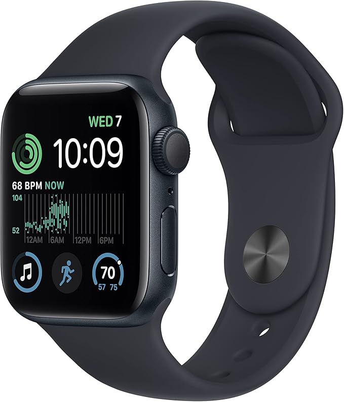 Apple Watch SE (2nd Gen) (GPS, 40mm) - Midnight Aluminum Case with Midnight Sport Band, S/M (Renewed)