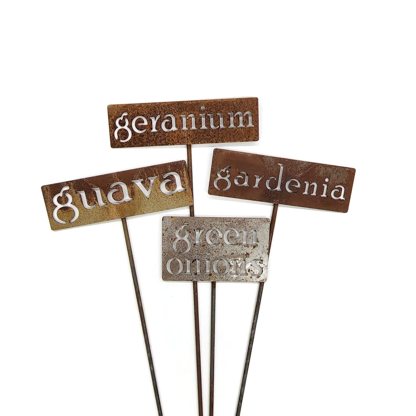Classic Metal Garden Markers 19 Inches Tall (green beans, Naturally Rusted)