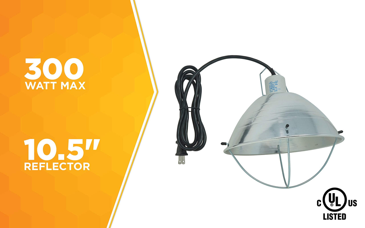 Woods Brooder Lamp with Bulb Guard, 10.5 Inch Reflector, 250 Watt, White, Model 0165