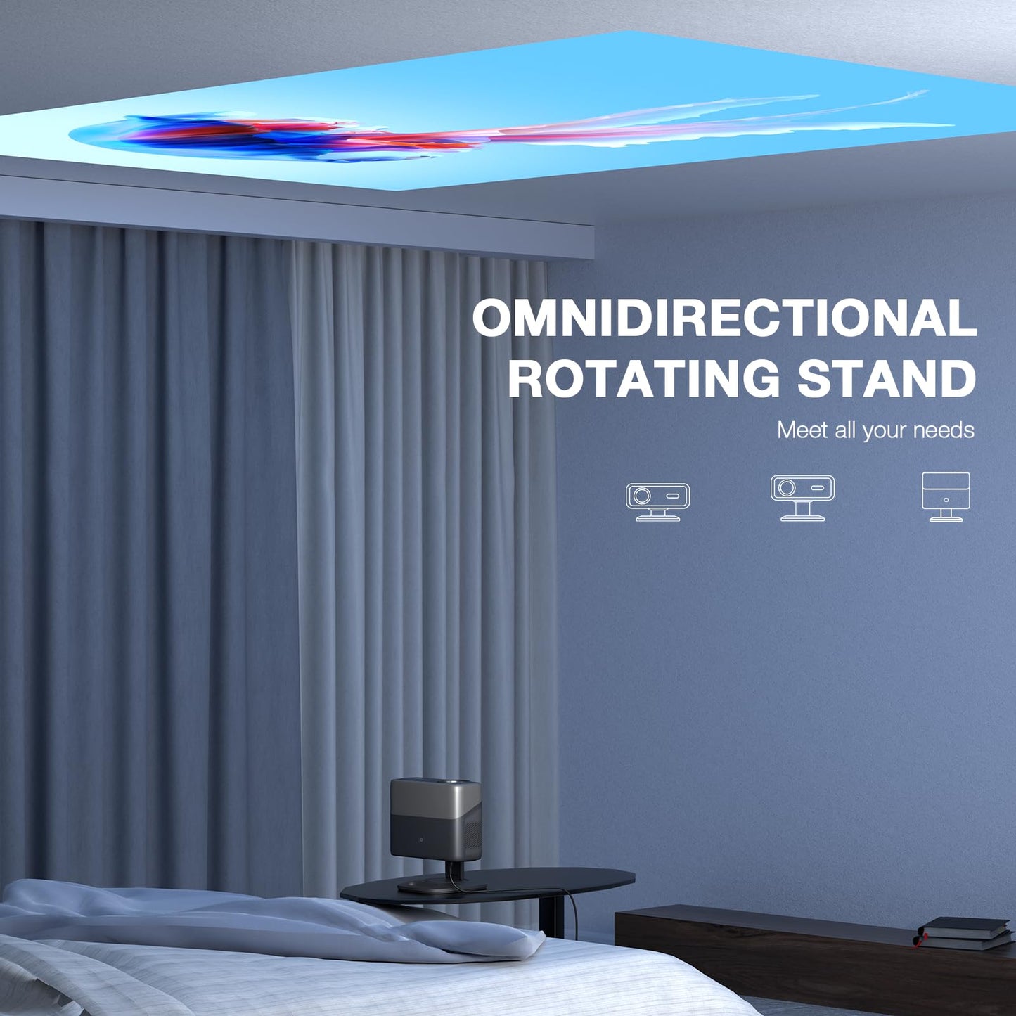 [2200ANSI & Compatible with Netflix] 4K Projector with WiFi and Bluetooth,3D Dolby Audio and Auto Focus Smart Projector, AuKing Outdoor Movie Home Theater Proyector with Omni-Adjustable Stand