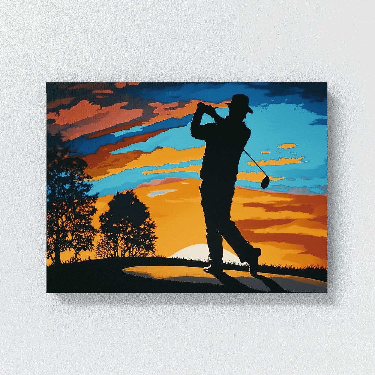 Sense Canvas Golf Golfer Sunrise Sunset 11 Canvas Art - Home Decor Wall Art Print Poster Painting Medium 24x18 / 1.5"