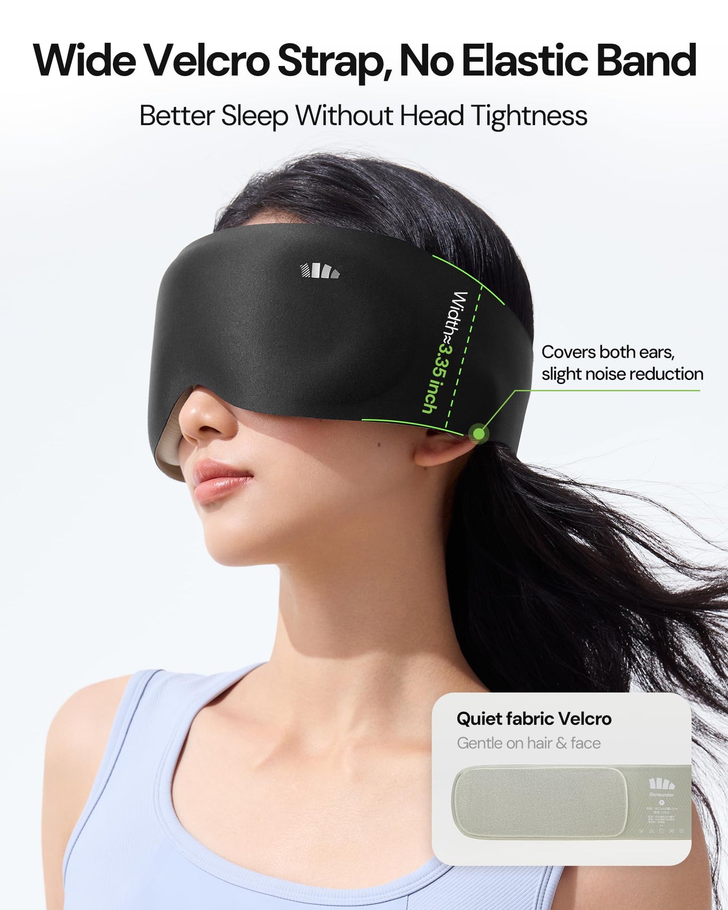 BENEUNDER Sleep Mask for Women Men,3D Contoured Cup Weighted Eye Mask, 100% Light Blockout Blindfold for Flight Nap Travel