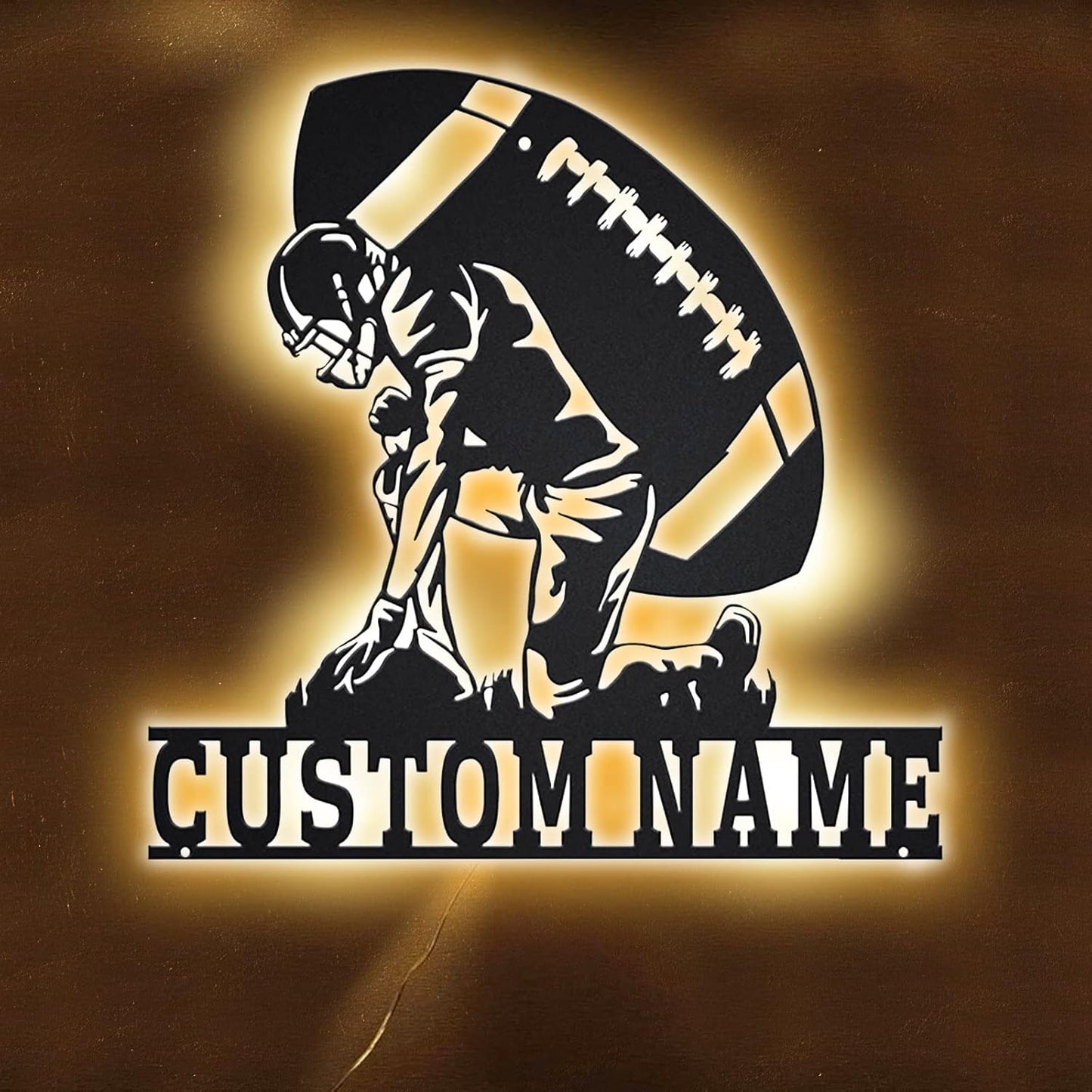 Personalized Name 7 Colors Football lamp Custom Wall Art Night Light LED Name Sign Gift for Boys Men Girls Football Lover
