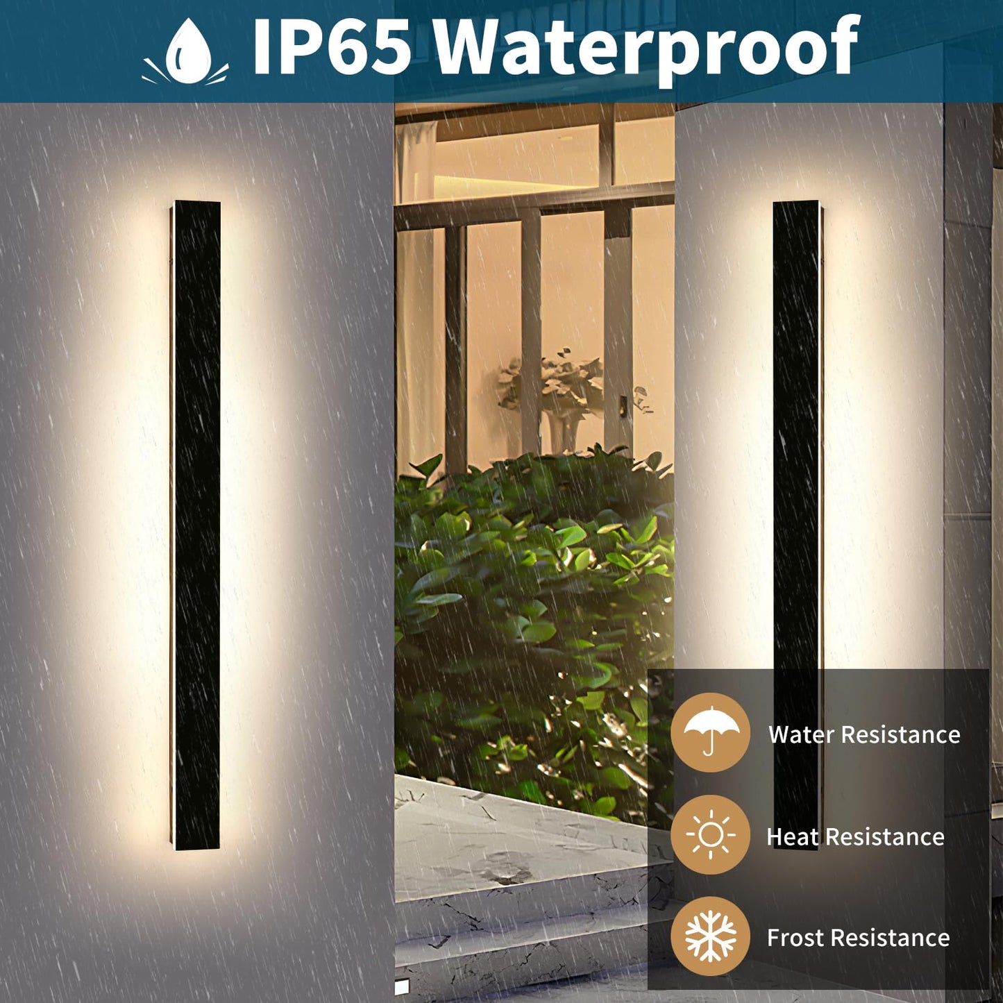 Daoseolo 2 Pack Outdoor Wall Lighting Fixtures, Dimmable LED Sconce, 57.2inch, IP65 Waterproof, Acrylic, Remote Control