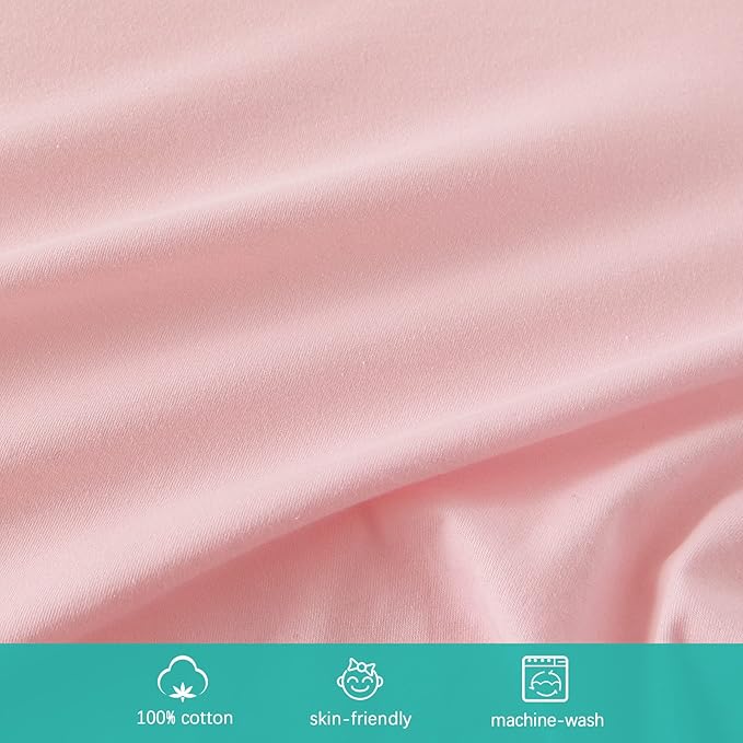 Bassinet Sheets Fit for Pamo Babe, AMKE Baby Bassinet and Maydolly Baby Bedside,100% Cotton, 2 Pack, Ultra Soft Bassinet Sheet, White and Pink