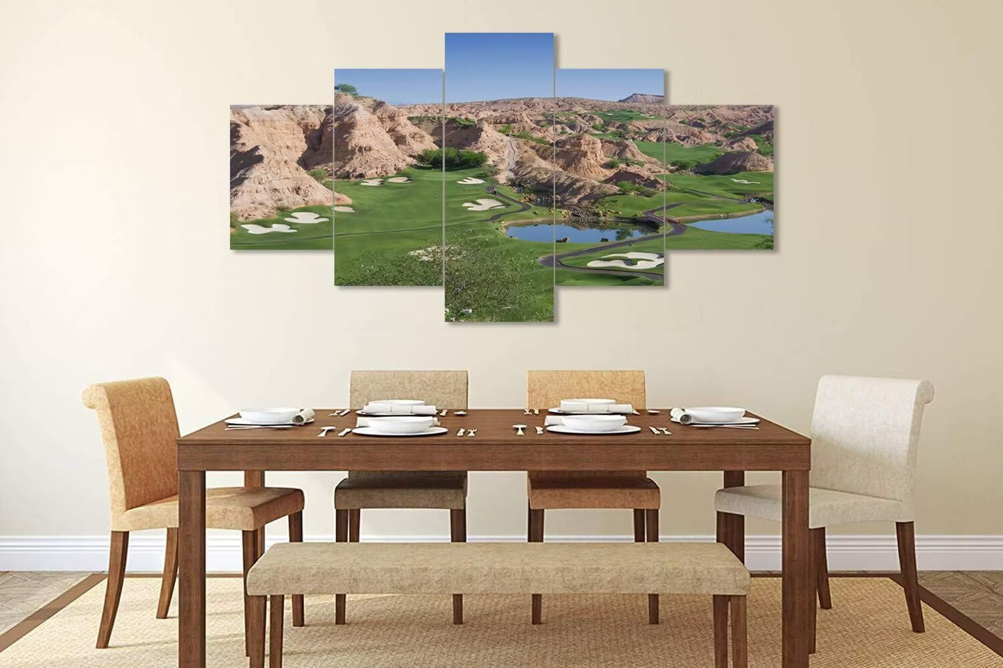 Wolf Creek Golf Course Canvas Wall Art for Living Room Bedroom Bathroom Home Decorations Golf Course Pictures Posters Wall Decor Framed Artwork Ready to Hang(60''W x 32''H)