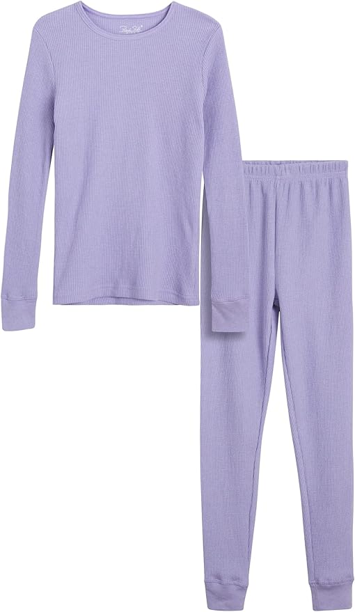 Rene Rofe Girls Thermal Set - 2 Piece Waffle Knit Thermal Top and Long Johns - Thermal Underwear for Girls