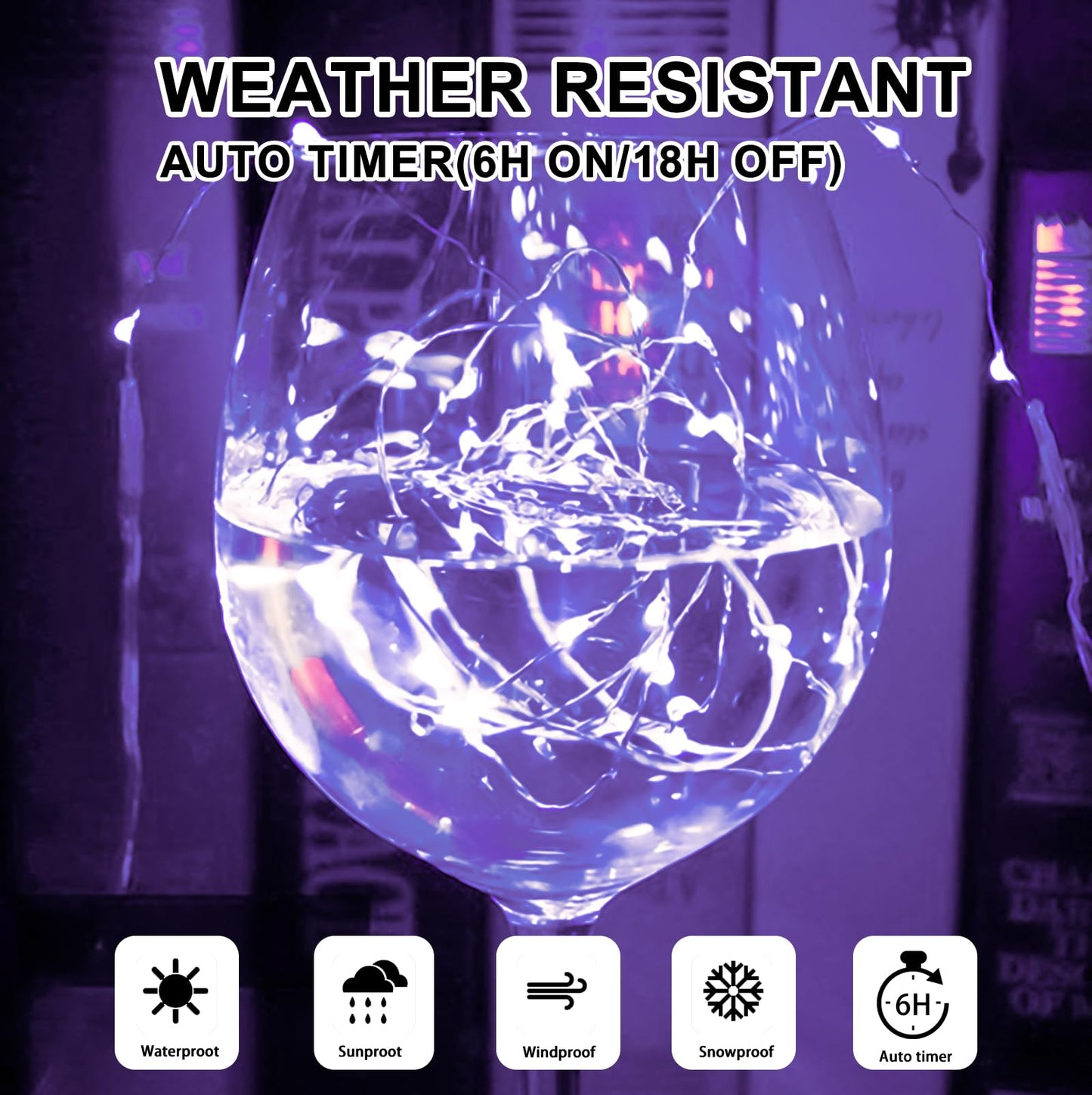 Sinamer Purple Fairy Lights Battery Operated (Included)  8 Modes & Auto Timer  4 Packs 5M 50Led Mini Twinkle Silver Wire Firefly Starry Lights  Waterproof Battery Operated Lights For Tree Bottle