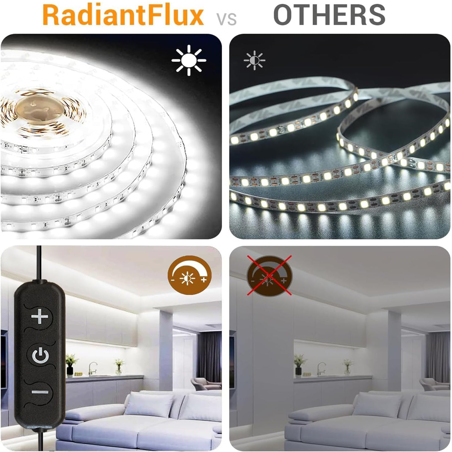 Under Cabinet Lighting Kit Small Led Strip Lights 10 Ft White  Dimmable Flexible Led Lights Strip  180 Leds  Super Bright Led Tape Rope Lights For For Kitchen Cabinets  Shelf  Desk  Counter
