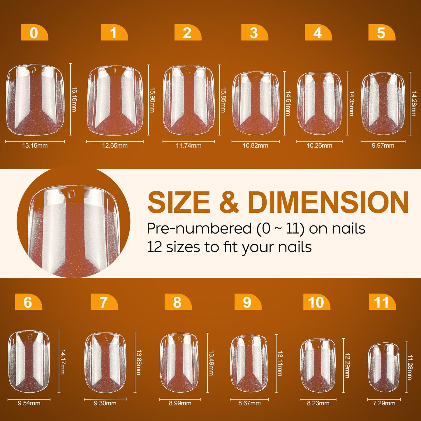 Nicedeco Gel Nail Tips Short Square Shape Nails, 504Pcs Pre Shaped Soft Tips Full Cover False Nails for Gel Nail Extensions Pres