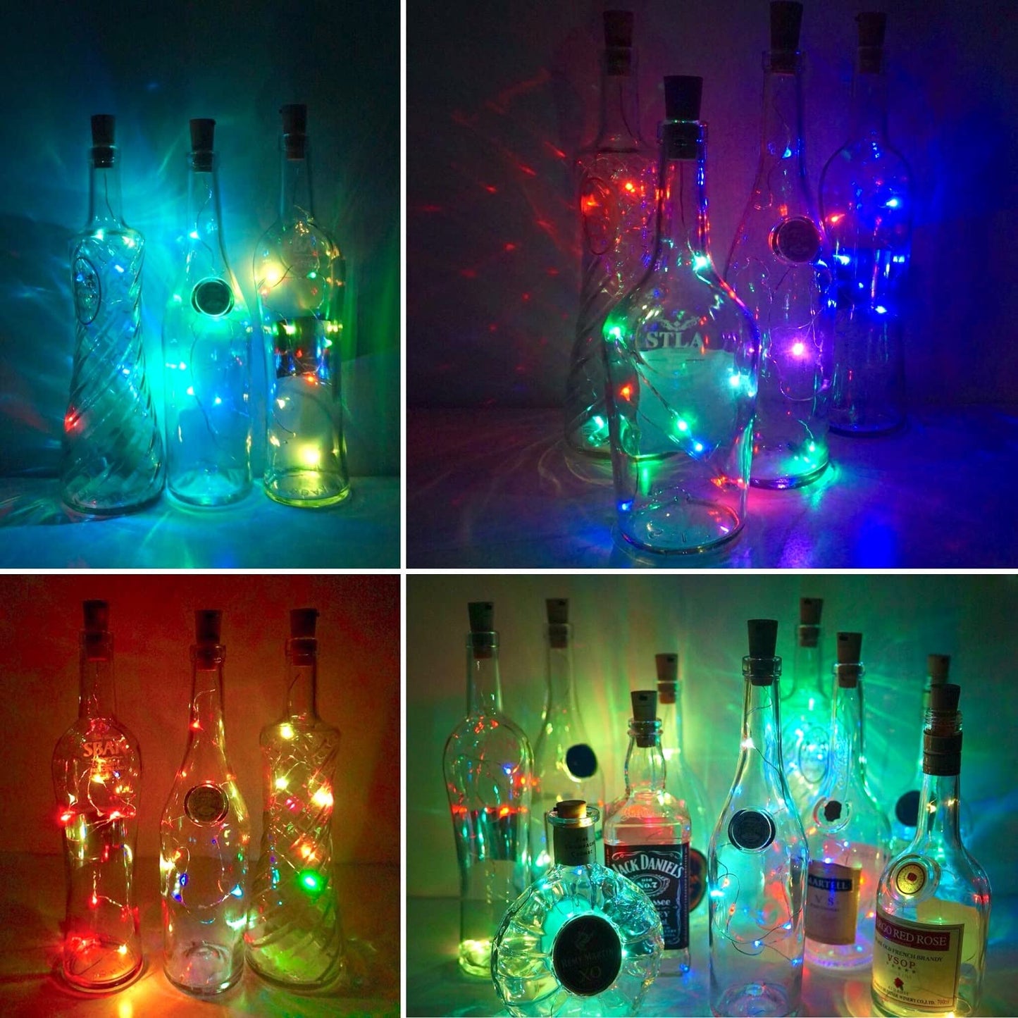 LoveNite Wine Bottle Lights - 10 Pack Battery Operated 10 LED Cork Shape Fairy Lights - Colorful - Model 10L-BCL-WW