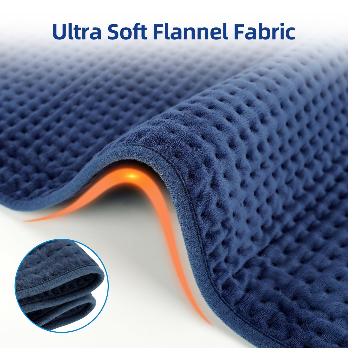 Comfytemp Extra Large Heating Pad for Back & Period, 33''x 17'' King Size, FSA Eligible Items Only List, HSA Approve Electric XL Heated Pad for Shoulder/Neck/Knee, Small Lap Blanket, Washable (Blue)