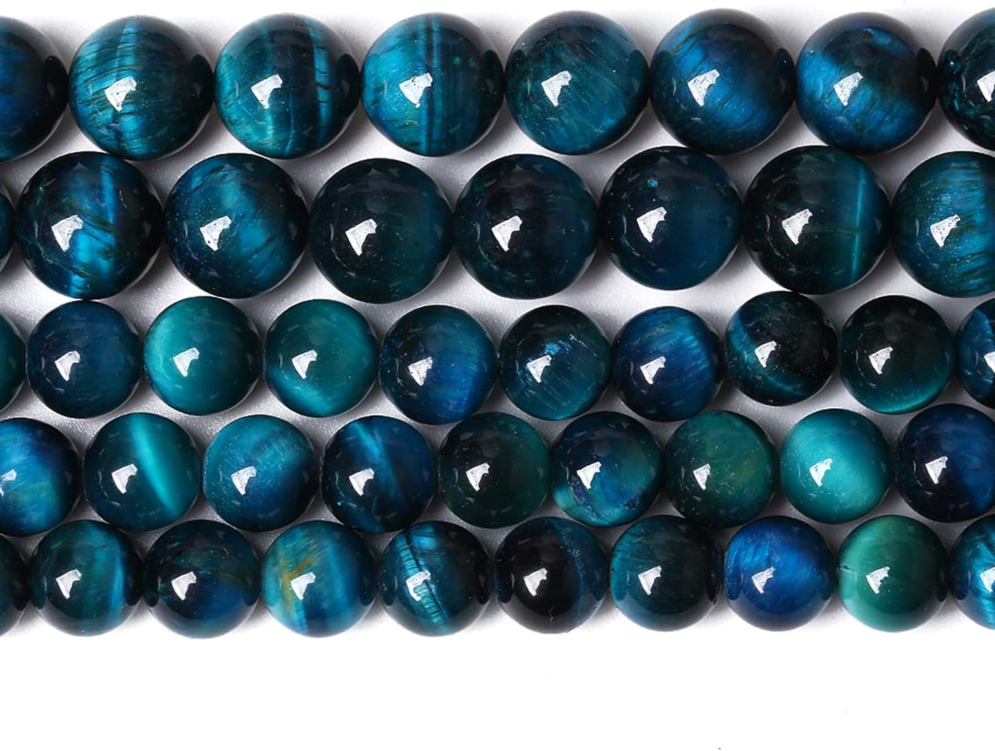 Blue Tiger Eye Gemstone Loose Beads Natural Round Loose Stone Beads for Jewelry Making DIY Bracelet Necklace Earrings 6mm 61-63pcs 1 Strand 15" (Blue Tiger Eye, 6mm)