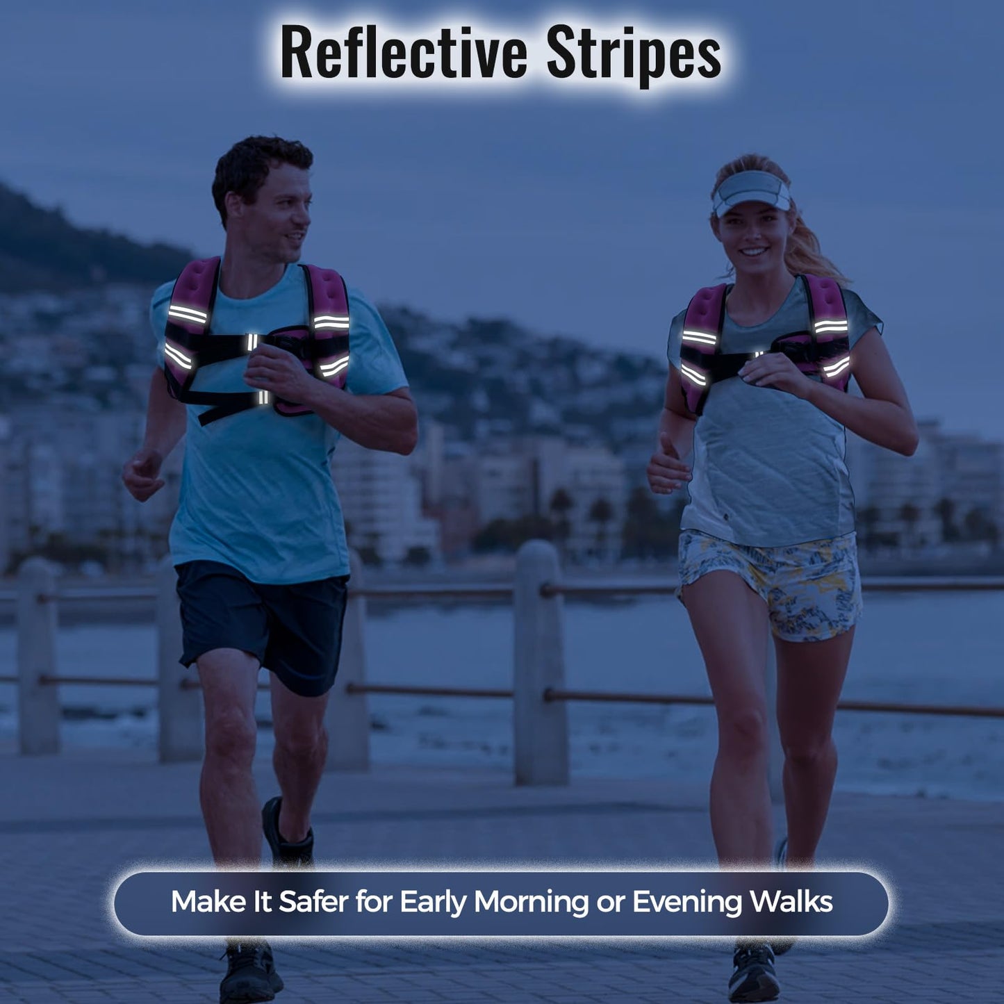 Zeerun Weighted Vest for Women & Men with Reflective Stripe and Adjustable Buckle, Comfortable & Durable Rucking Vest for Walking, Running & Strength Training, 8LBS-Pink