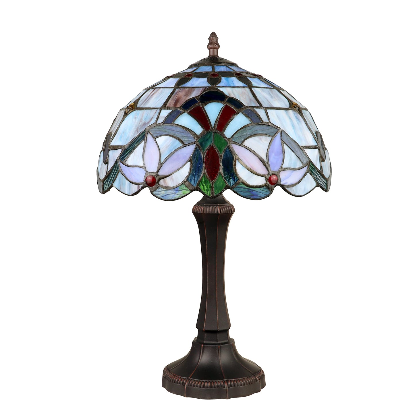 Chloe Lighting Table Lamp, Victorian-Style, Dark Bronze, Glass, 12in Wide, Model CH3T381VB12-TL1, Multicolor