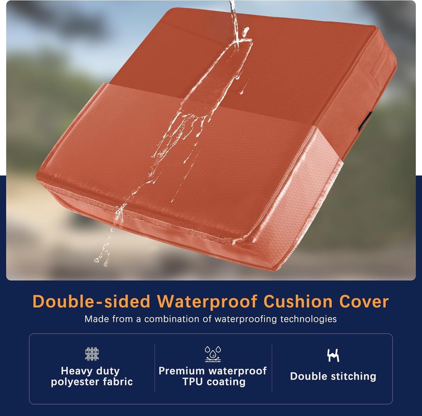 Favoyard Outdoor Seat Cushion Set 19 x 19 Inch Waterproof & Fade Resistant Patio Furniture Cushions with Removable Cover Deep Seat & Back Cushion with Handle and Adjustable Straps for Chair Sofa Couch