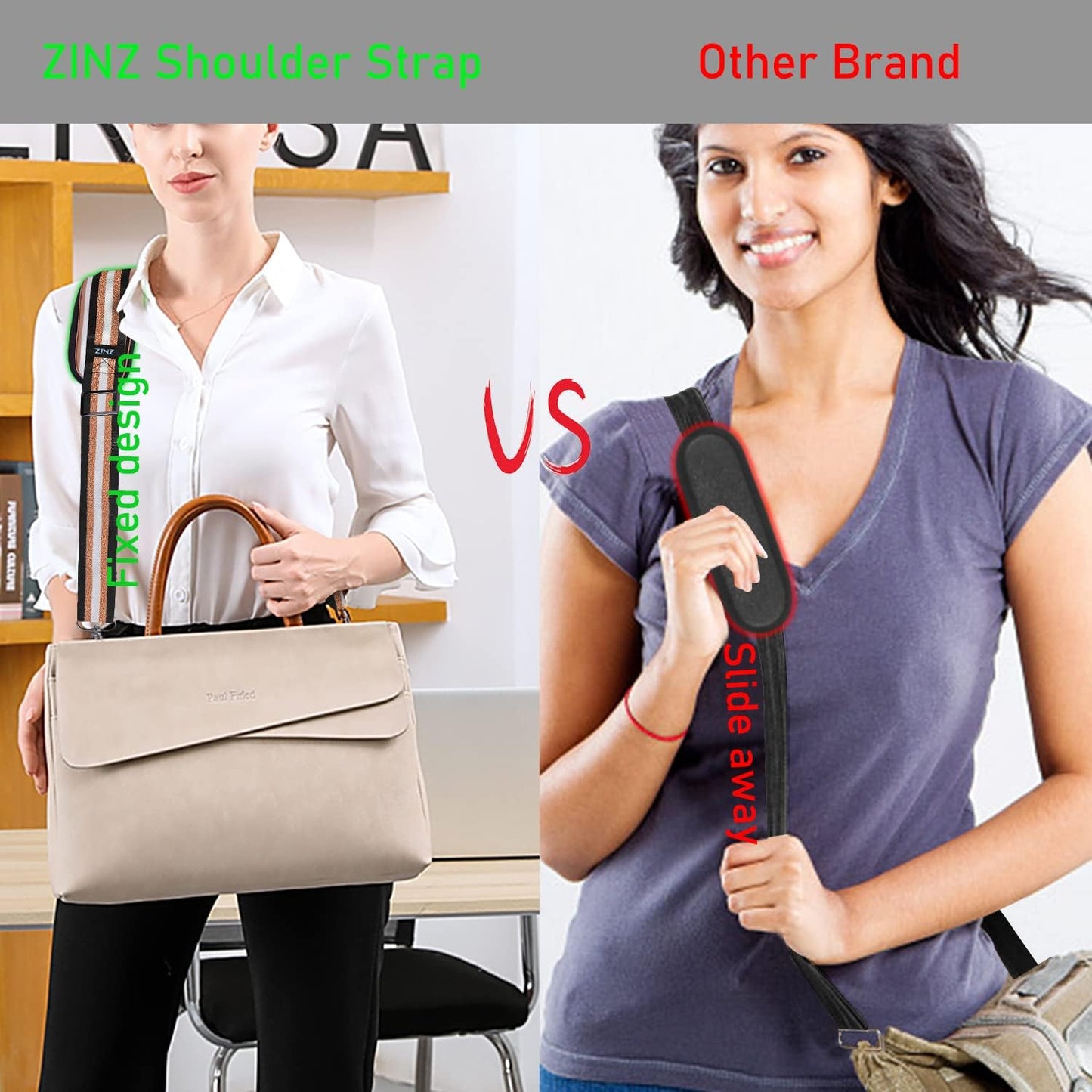 ZINZ 77 Inch Shoulder Strap Univesal Bag Strap with Fixed Pad Ultra Thick Plus Long & Breathable Cushion, Replacement Strap for Bags,Black Gold