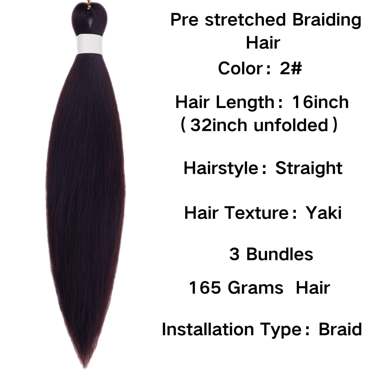 Kids Braiding Hair Pre stretched Color 2 Braiding Hair for Kids Girls 16 inch