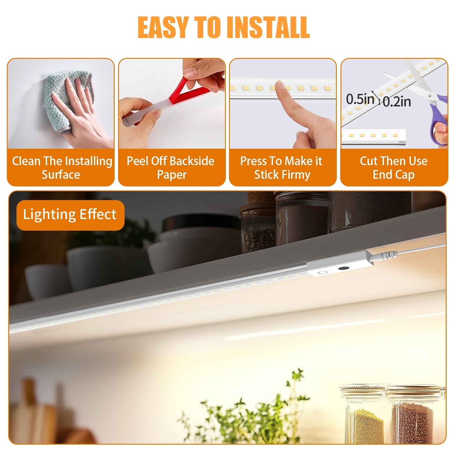 Smart Under Cabinet Lights  40In Plug In Under Cabinet Lighting With Handwave Sensor  Bright Dimmable 5 Color Temp Stick On Closet Light  Slim Cuttable Under Counter Lights For Kitchen Desk Shelf