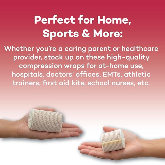Dealmed 2" Elastic Bandage Wrap with Self-Closure – 2 Elastic Bandages, 5 Yards Stretched Compression Bandage Wrap, Wound Care Product for First Aid Kit and Medical Facilities