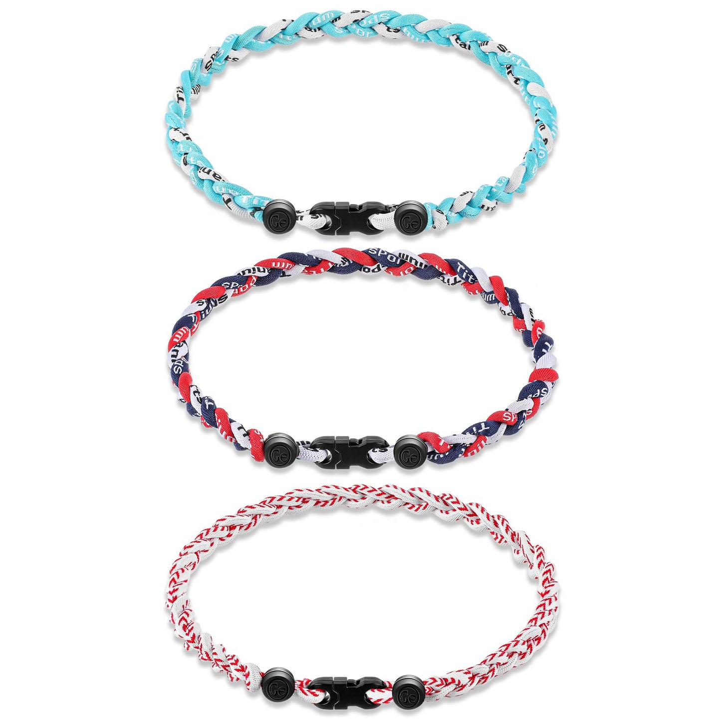 Junkin 3 Pcs Baseball Necklaces Three Braided Rope Titanium Necklace for Team Gifts Boys Men Player Softball Fans Sports (Simple