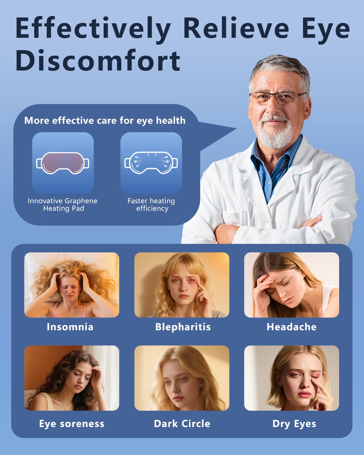 Aurorcness Heated Eye Mask for Dry Eyes – Cordless Warm Eye Compress, 100% Mulberry Silk Sleep Mask with Graphene Heating, 3 Heat Levels and Auto Shut-Off, Rechargeable and Washable