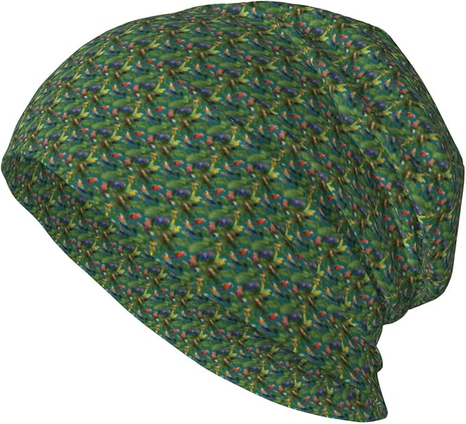 Tropical Plants and Parrots Print Winter Beanie Hat Men Women Soft Lightweight Thermal Cap for Outdoor Skiing Wear Black