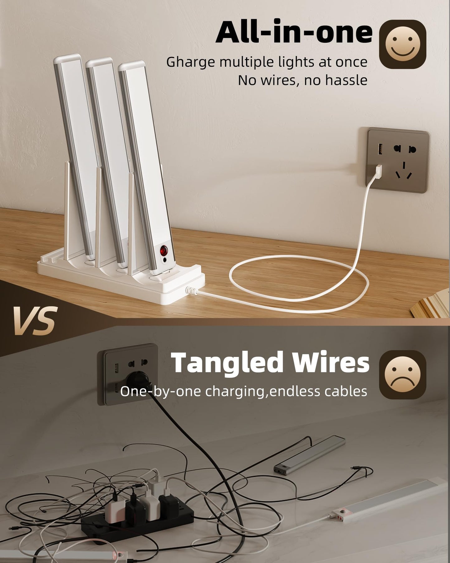 EZVALO Under Cabinet Lighting, Rechargeable Motion Sensor Light, Dimmable, 3 Pack with Charging Station, Cool White, Model 3c69b0f4-51ca-4