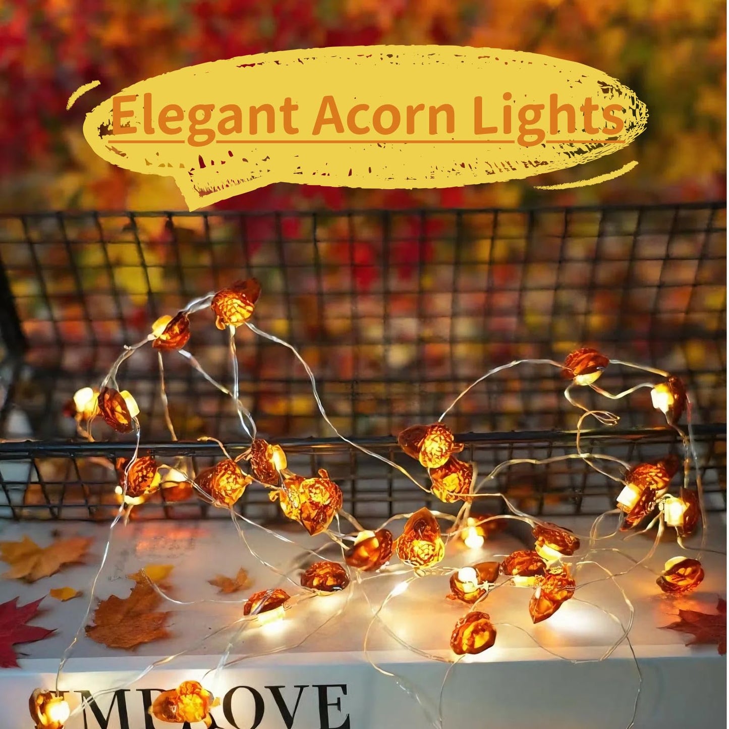 Yoitomehy Thanksgiving Lights Fall Decorations Acorn Lights 30 Leds 10Ft Battery Powered  Fall Decor For Fireplace Farmhouse Autumn Tree Ornaments Home Decor