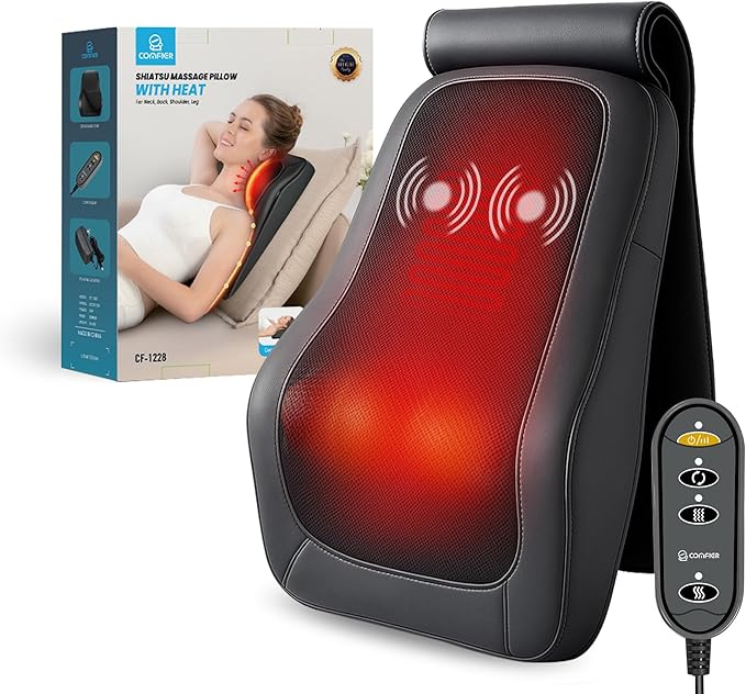 COMFIER Back Massager for Back Pain Deep Tissue 3D Shiatsu Neck Back Massager with Heat & Vibration Massager for Neck Shou...