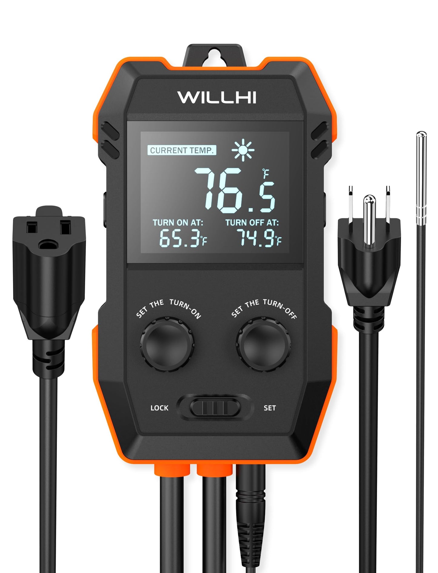 WILLHI WH2408 Temperature Controller 10A 1200W, Digital Thermostat Controlled Outlet Plug Switch for Reptile Terrarium Greenhouse Homebrew Aquarium Seedling Mat, Heating or Cooling Mode (Pack of 1)